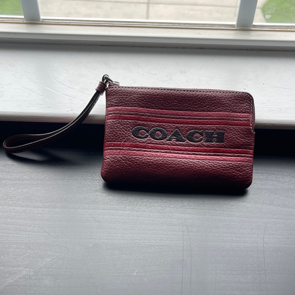 Coach Maroon Leather Wristlet